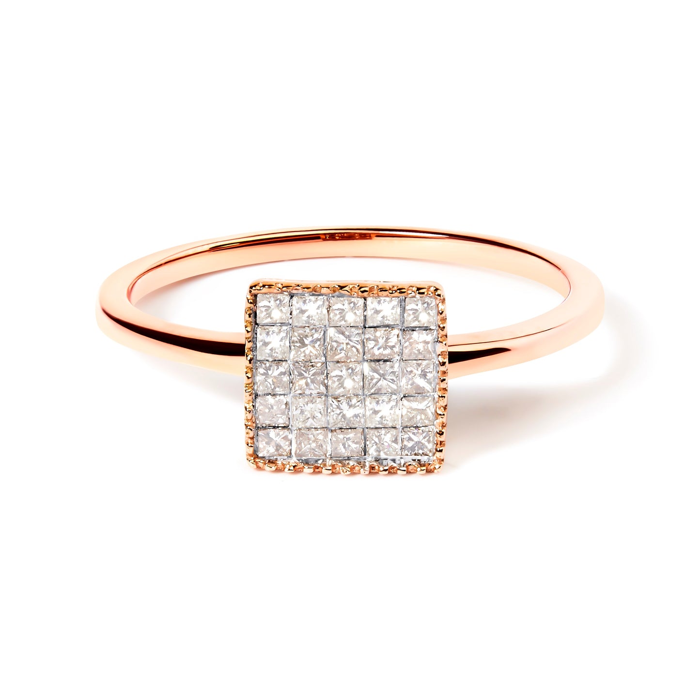 10K rose gold 1/3 Cttw princess-cut diamond square cluster ring with stones by Bids.com on Tampa Home & Garden Store