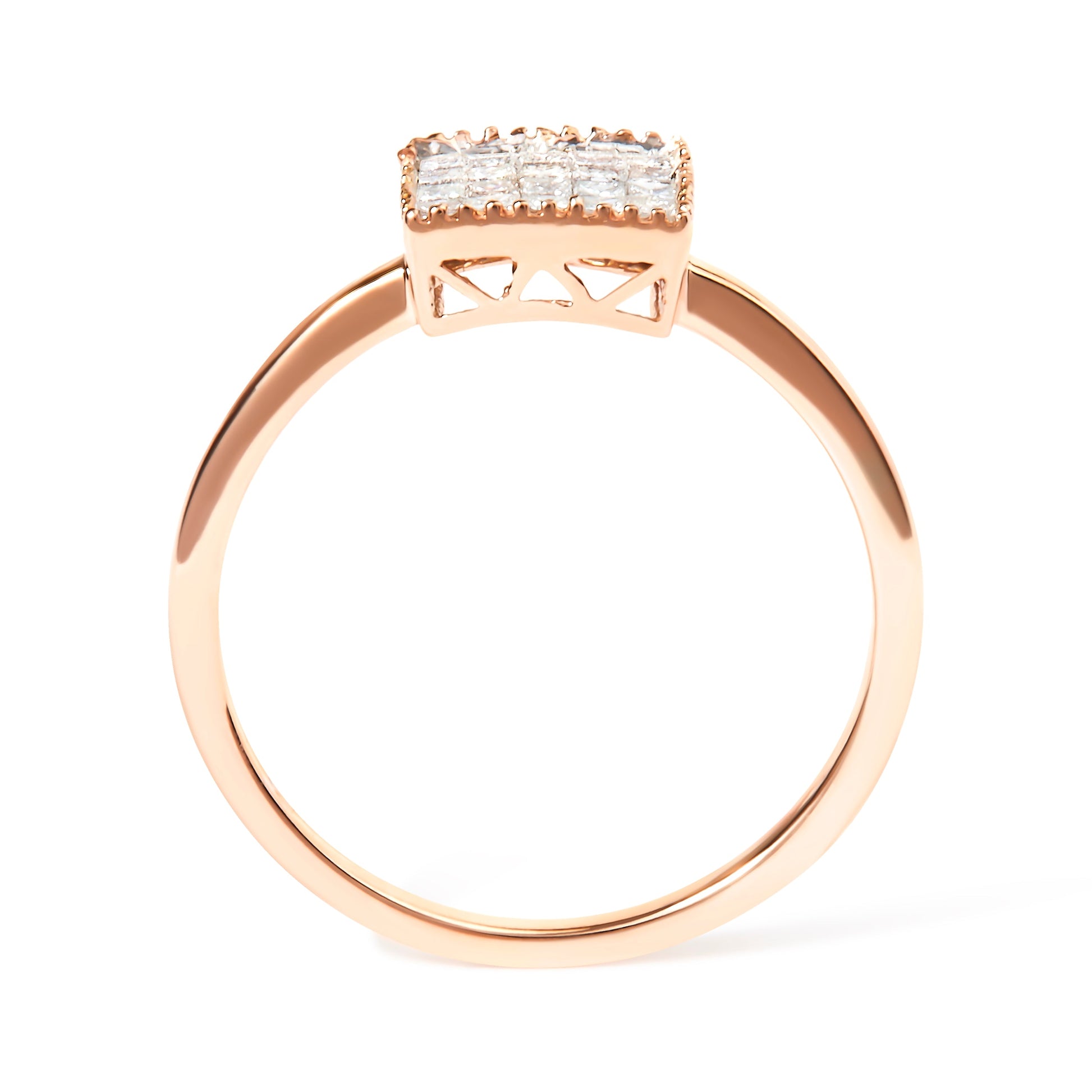 Rose gold 10K ring with invisible-set princess-cut diamonds size 7 by Bids.com on Tampa Home & Garden Store