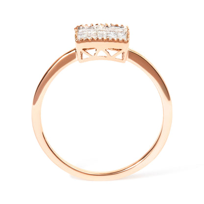 Rose gold 10K ring with invisible-set princess-cut diamonds size 7 by Bids.com on Tampa Home & Garden Store