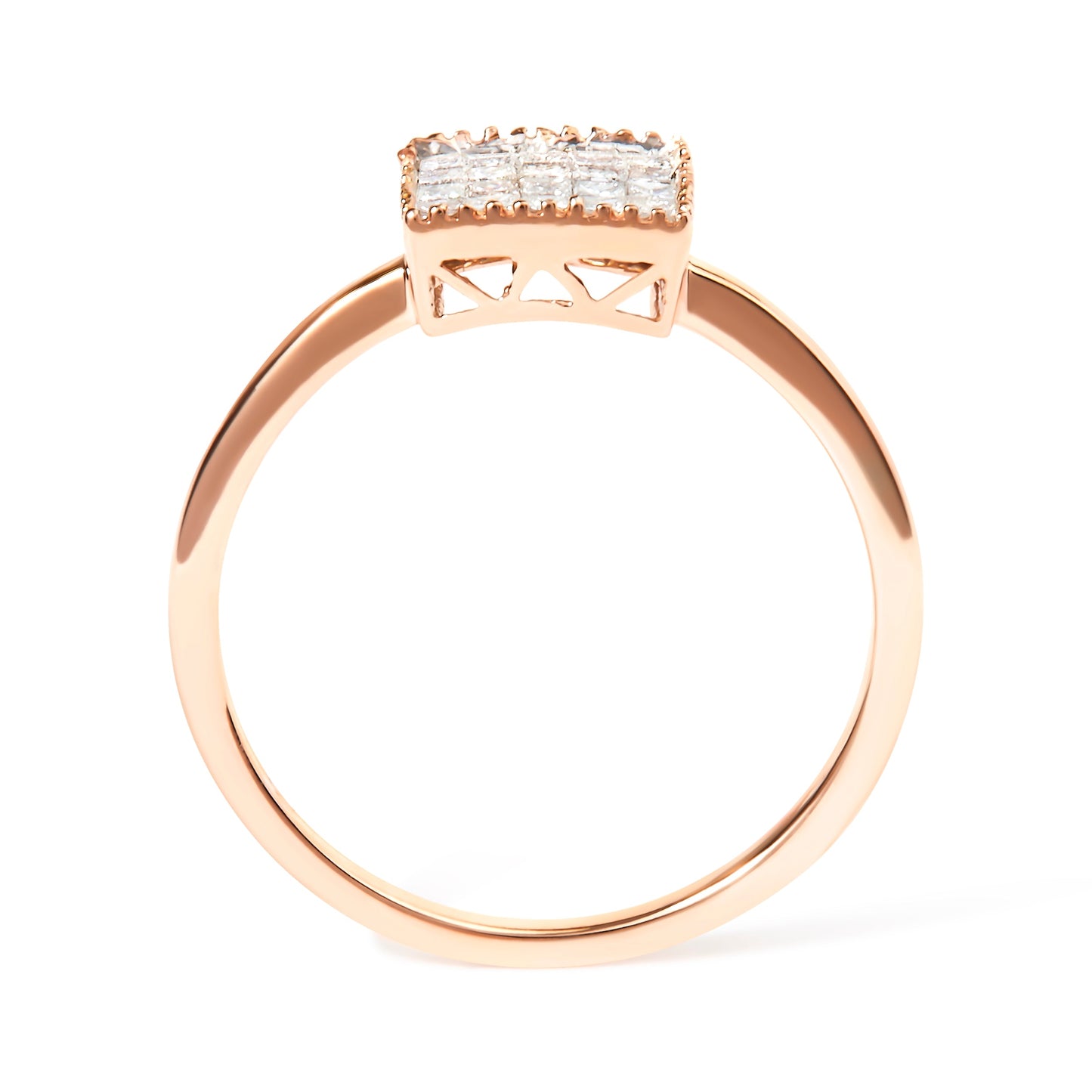 Ring 10K rose gold invisible-set princess-cut diamond cluster (square) size 7 on Tampa Home & Garden Store