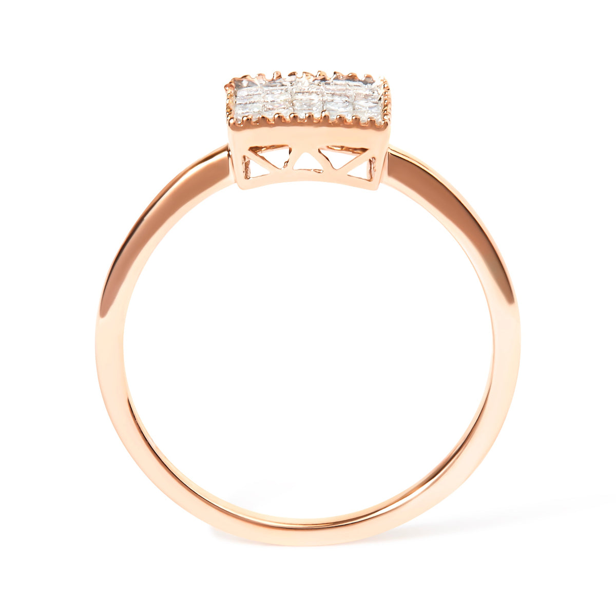 Ring 10K rose gold invisible-set princess-cut diamond cluster (square) size 7 on Tampa Home & Garden Store