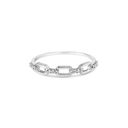 Sterling silver paperclip ring with diamond accents, size 6, by Bids.com on Tampa Home & Garden Store
