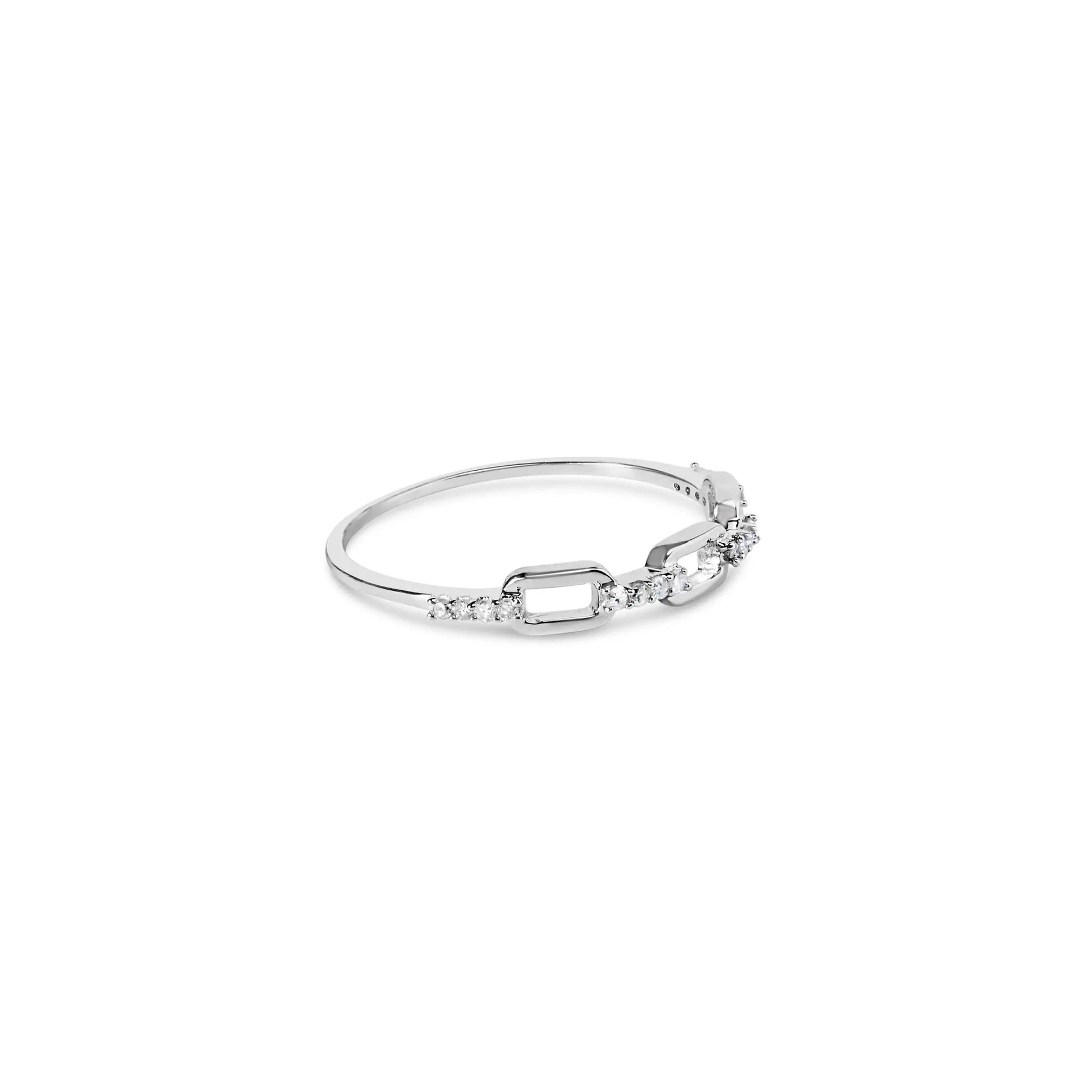 Sterling silver paperclip ring with diamonds, size 6, I-J color, I2-I3 clarity, Bids.com on Tampa Home & Garden Store
