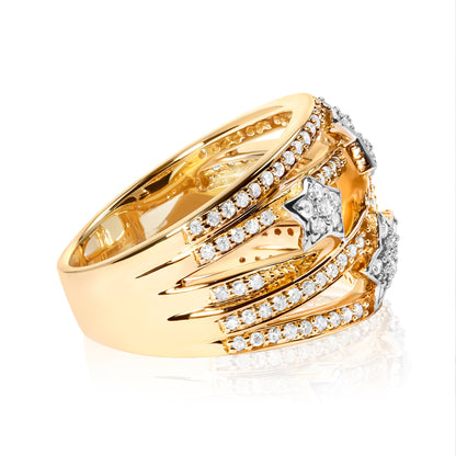 Ring stack featuring 3/4 cttw diamonds, star galaxy motif in 18K yellow gold plated .925 on Tampa Home & Garden Store