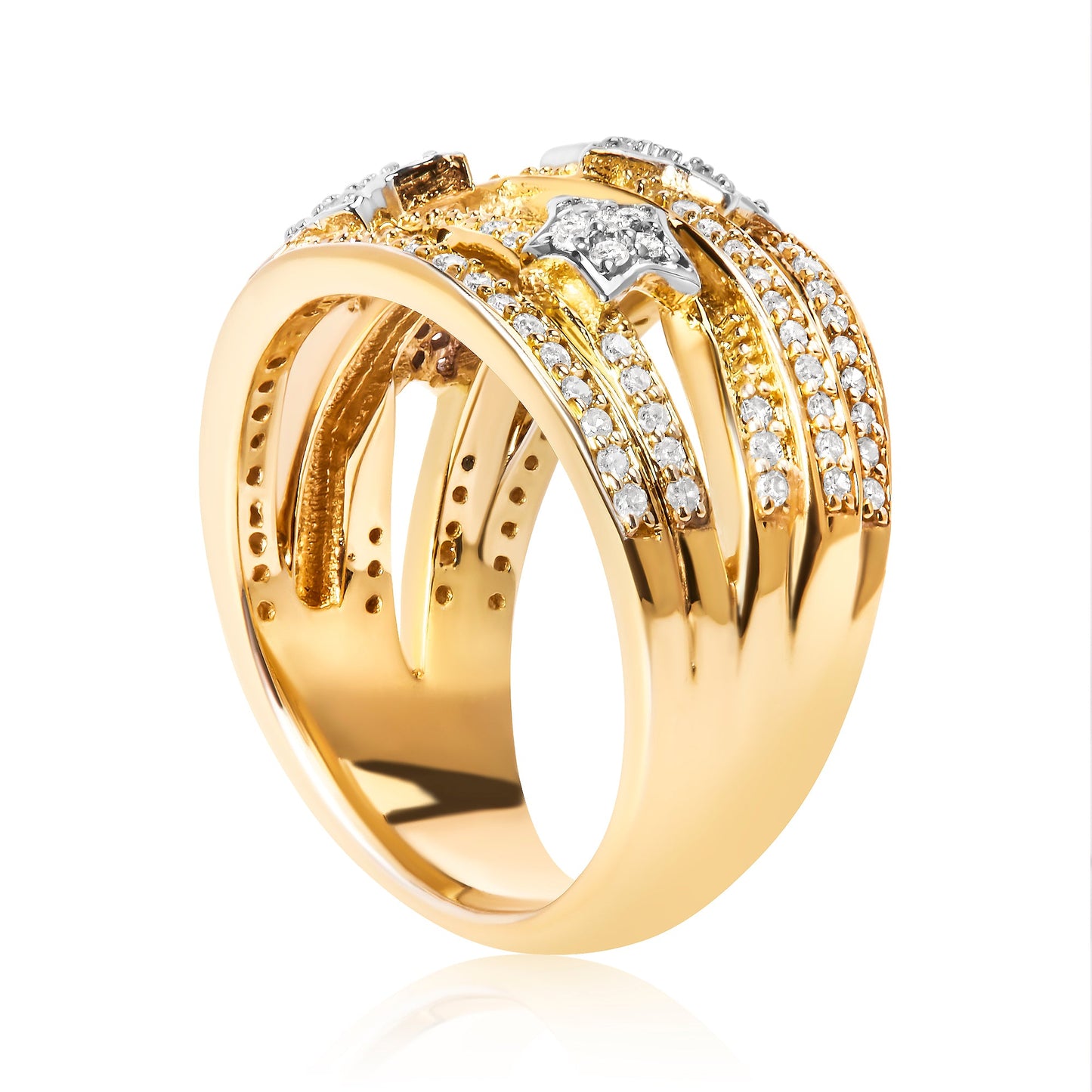 Rings 18K yellow gold plated .925 sterling silver 3/4 cttw diamond star and galaxy bands on Tampa Home & Garden Store