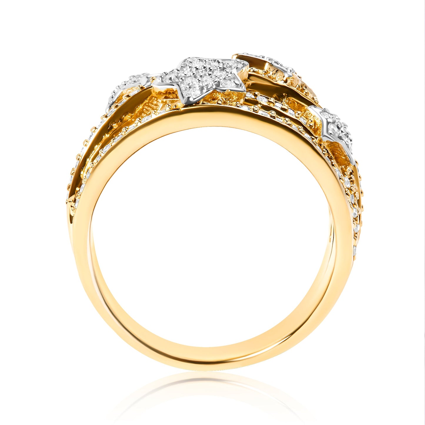 Ring gold plated sterling silver band with 3/4 cttw diamonds and star galaxy detail on Tampa Home & Garden Store