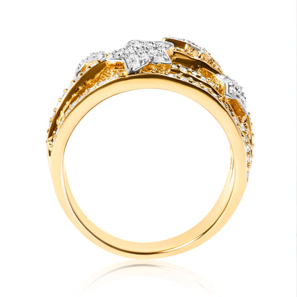 Ring gold plated sterling silver band with 3/4 cttw diamonds and star galaxy detail on Tampa Home & Garden Store
