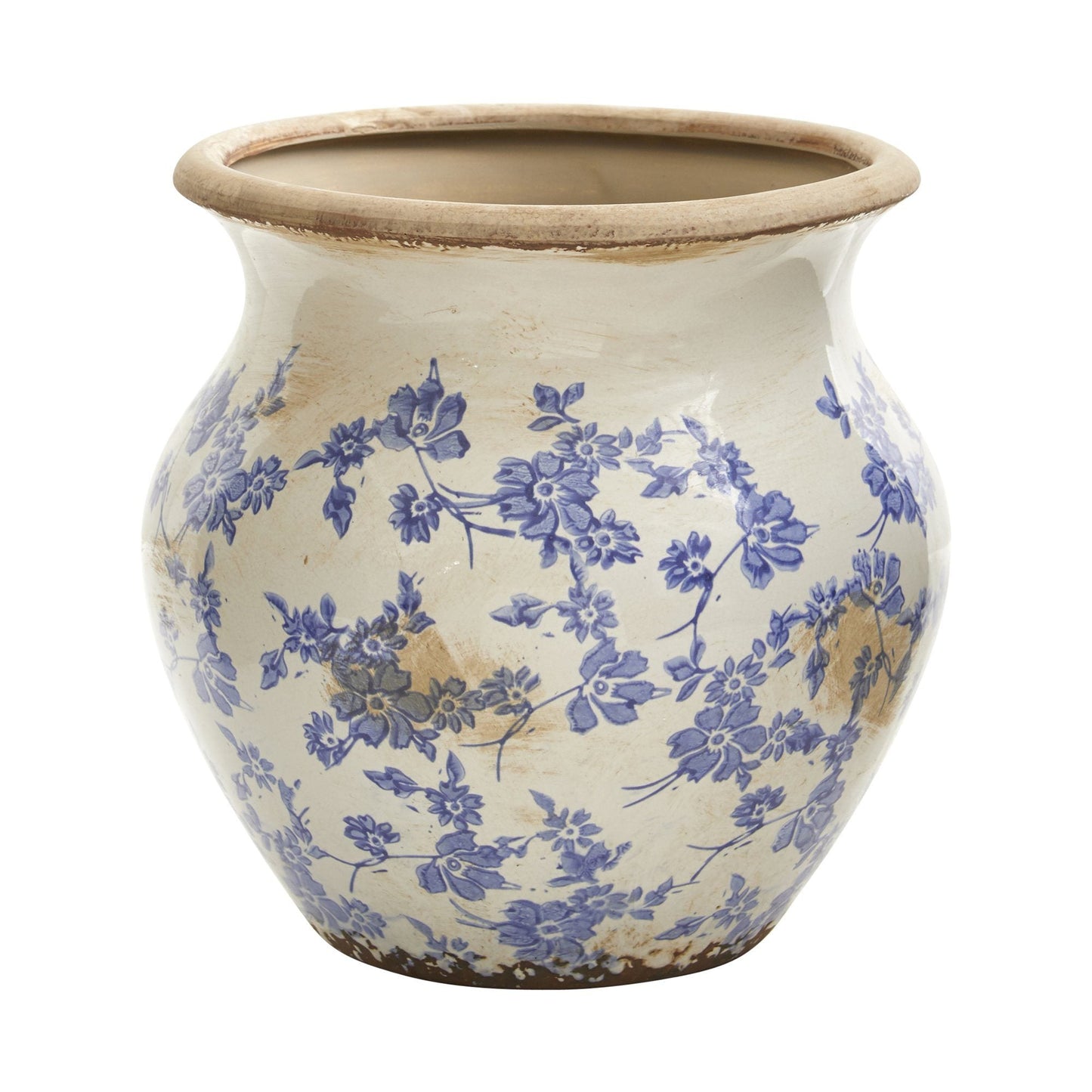 10.5” Tuscan Ceramic Blue Scroll Urn Vase - Tampa Home & Garden Store