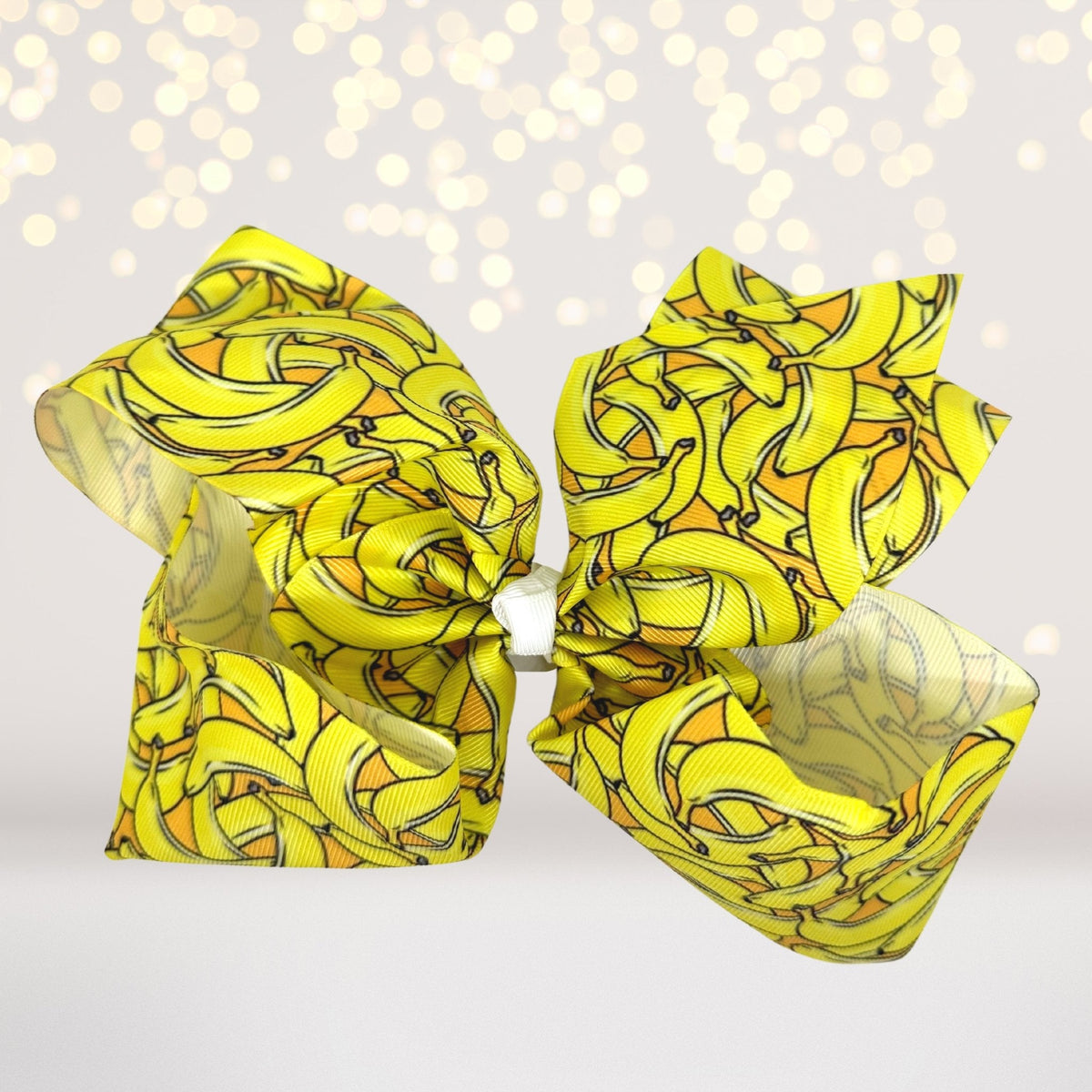 6 oversized banana print hair bows 8in bright yellow on Tampa Home & Garden Store