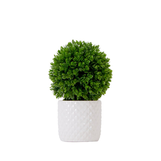 10" Artificial Boxwood Topiary Plant with Decorative Planter - Tampa Home & Garden Store