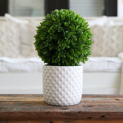 10" Artificial Boxwood Topiary Plant with Decorative Planter - Tampa Home & Garden Store