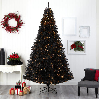 10’ Black Artificial Christmas Tree with 950 Clear LED Lights and 3056 Tips - Tampa Home & Garden Store