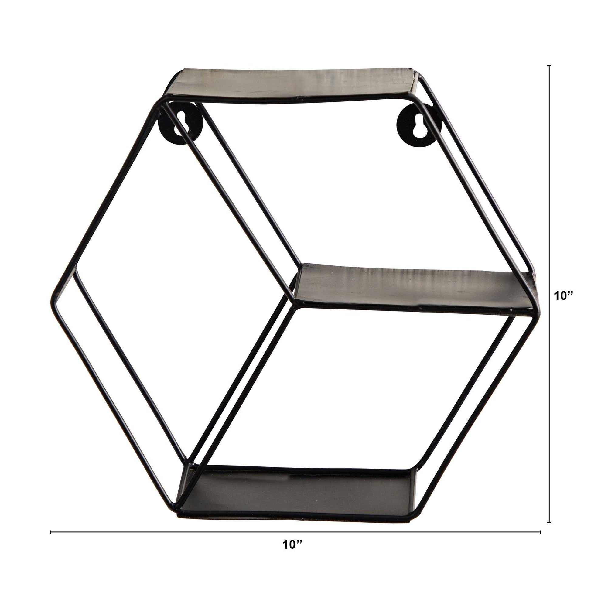 10” Black Matte Hexagon Wall Shelf - Tampa Home & Garden Store