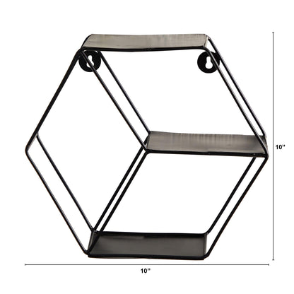 10” Black Matte Hexagon Wall Shelf - Tampa Home & Garden Store