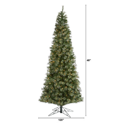 10' Cashmere Slim Artificial Christmas Tree with 750 Warm White Lights and 1908 Bendable Branches - Tampa Home & Garden Store