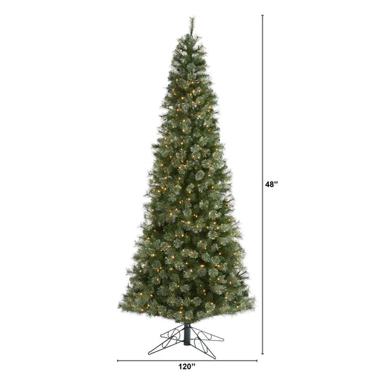 10' Cashmere Slim Artificial Christmas Tree with 750 Warm White Lights and 1908 Bendable Branches - Tampa Home & Garden Store
