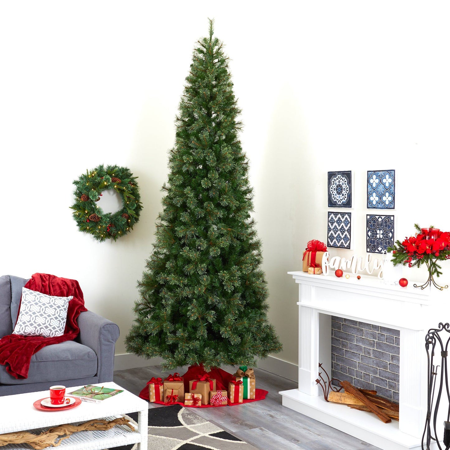 10' Cashmere Slim Artificial Christmas Tree with 750 Warm White Lights and 1908 Bendable Branches - Tampa Home & Garden Store