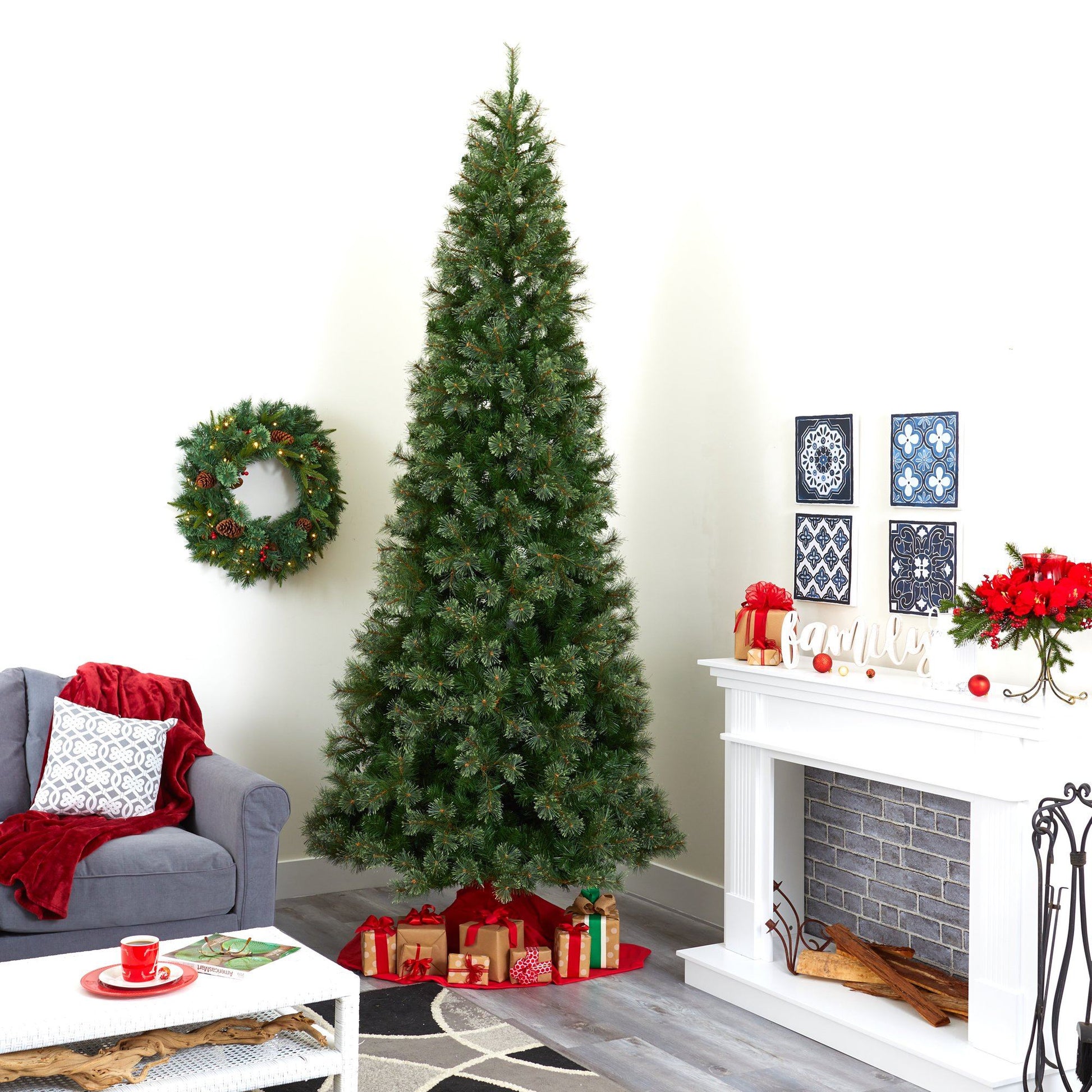 10' Cashmere Slim Artificial Christmas Tree with 750 Warm White Lights and 1908 Bendable Branches - Tampa Home & Garden Store