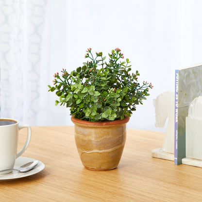 10” Eucalyptus and Sedum Succulent Artificial Plant in Ceramic Planter - Tampa Home & Garden Store
