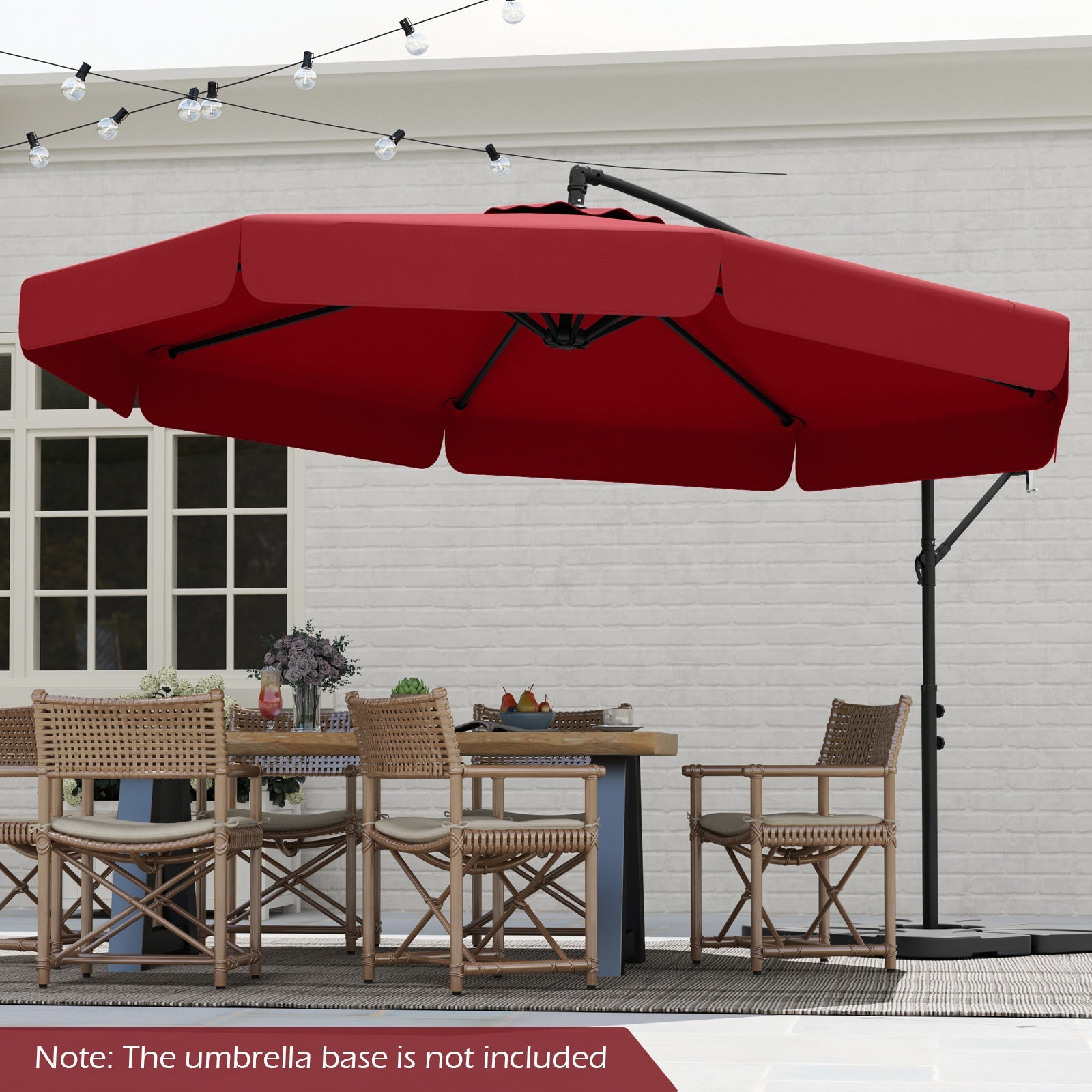 10 Feet Patio Cantilever Umbrella with Cover Tilt Adjustment and Ruffled Edge-Wine - Tampa Home & Garden Store
