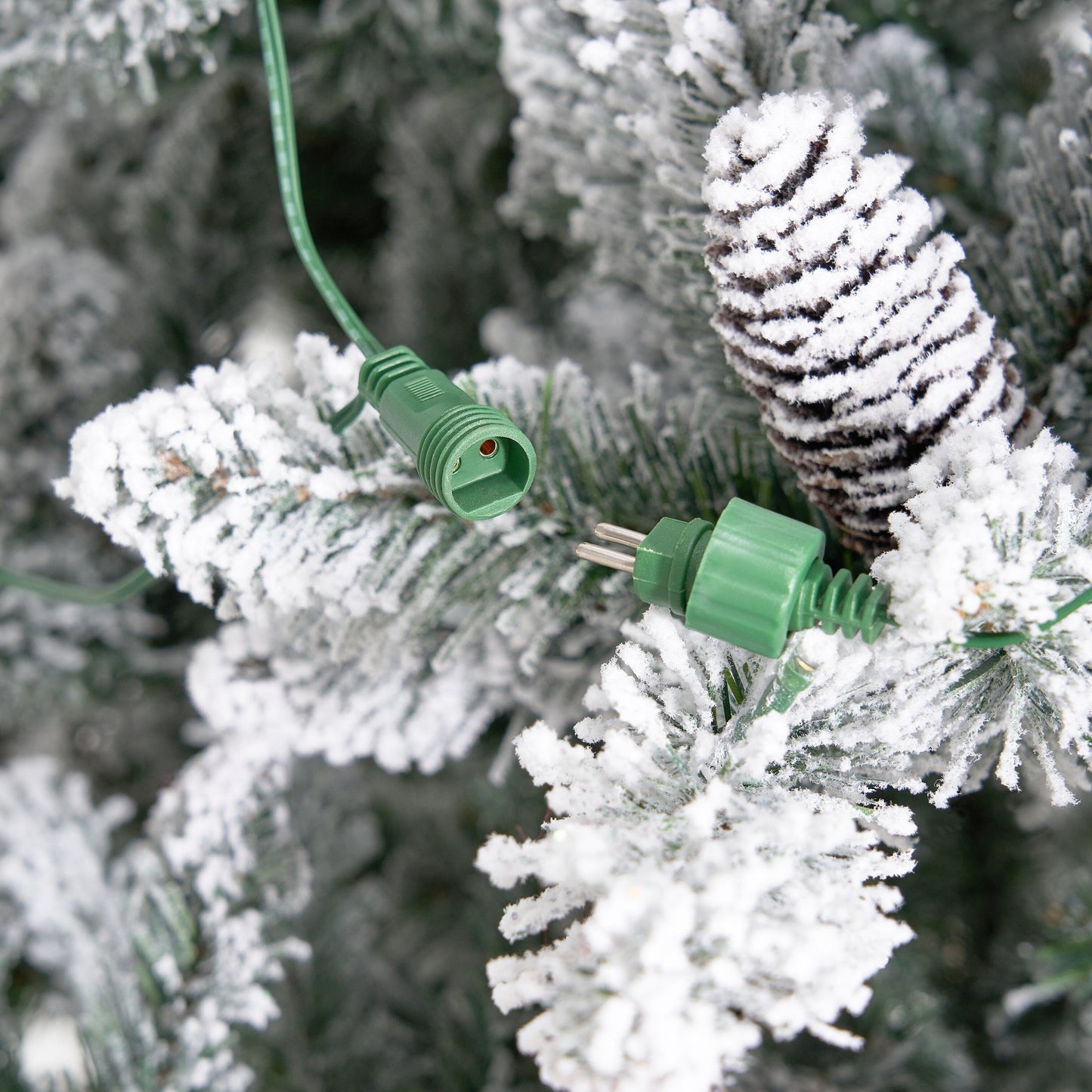 10’ Flocked Livingston Fir Artificial Christmas Tree with Pine Cones, 750 Clear Warm LED Lights and 2424 Bendable Branches - Tampa Home & Garden Store