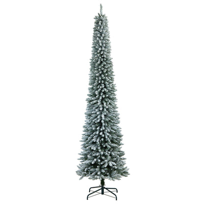 10’ Flocked Pencil Artificial Christmas Tree with 700 Clear Lights and 1145 Bendable Branches - Tampa Home & Garden Store