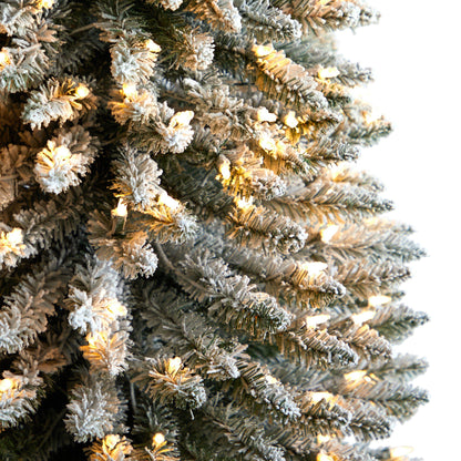 10’ Flocked Pencil Artificial Christmas Tree with 700 Clear Lights and 1145 Bendable Branches - Tampa Home & Garden Store