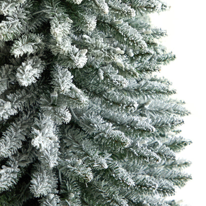 10’ Flocked Pencil Artificial Christmas Tree with 700 Clear Lights and 1145 Bendable Branches - Tampa Home & Garden Store
