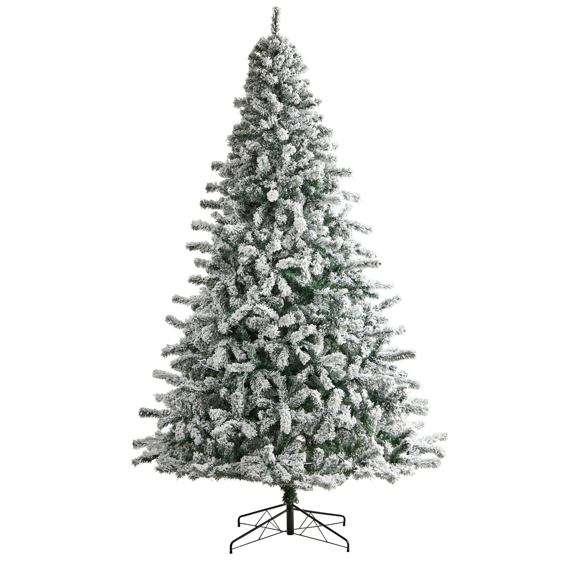 10' Flocked Rock Springs Spruce Christmas Tree with 800 LED Lights and 1880 Bendable Branches - Tampa Home & Garden Store