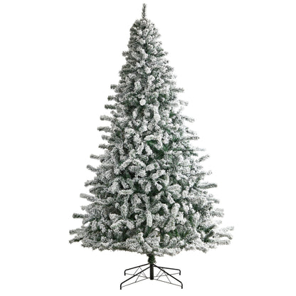 10' Flocked Rock Springs Spruce Christmas Tree with 800 LED Lights and 1880 Bendable Branches - Tampa Home & Garden Store