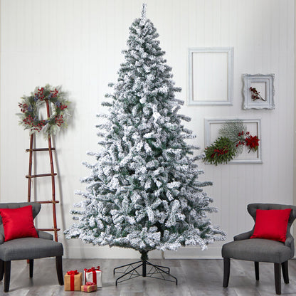 10' Flocked Rock Springs Spruce Christmas Tree with 800 LED Lights and 1880 Bendable Branches - Tampa Home & Garden Store