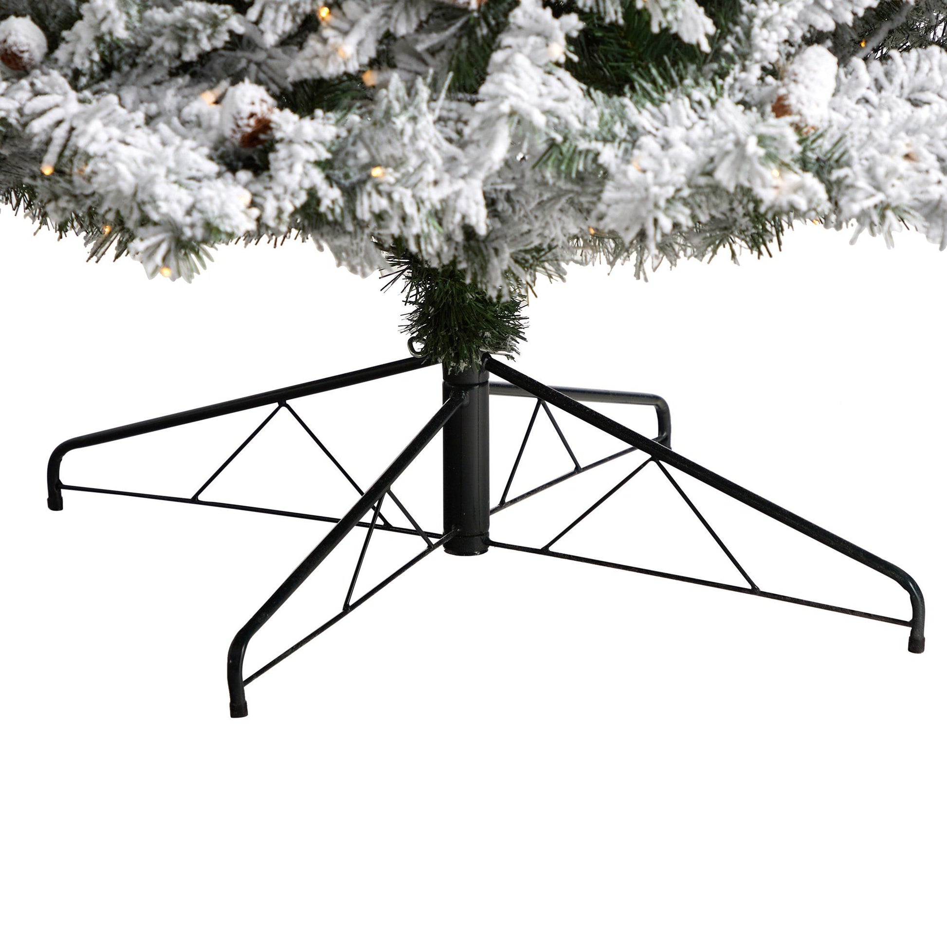 10' Flocked White River Mountain Pine Christmas Tree with Pinecones and 800 Clear LED Lights - Tampa Home & Garden Store