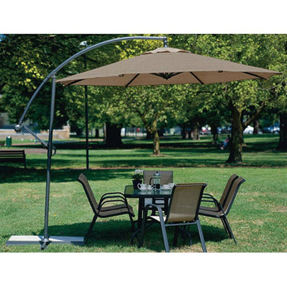 10 Foot Mocha Offset Patio Canopy Umbrella Rotates 360 Degrees - Tampa Home & Garden Store
