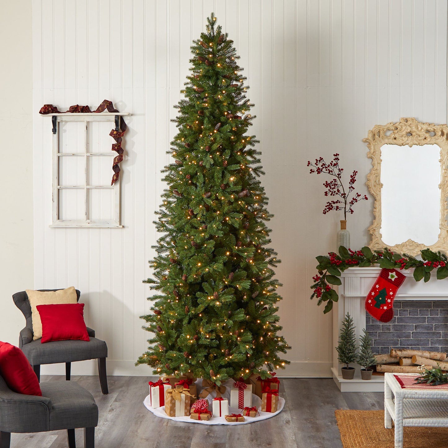 10’ Fraser Fir Artificial Christmas Tree with 780 LED Lights and 2327 Bendable Branches - Tampa Home & Garden Store