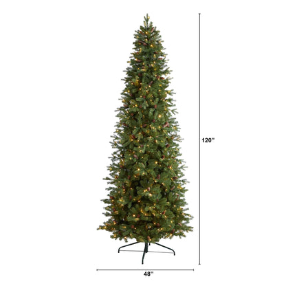 10’ Fraser Fir Artificial Christmas Tree with 780 LED Lights and 2327 Bendable Branches - Tampa Home & Garden Store