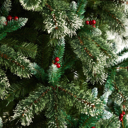 10’ Frosted Swiss Pine Artificial Christmas Tree with 850 Clear LED Lights and Berries - Tampa Home & Garden Store
