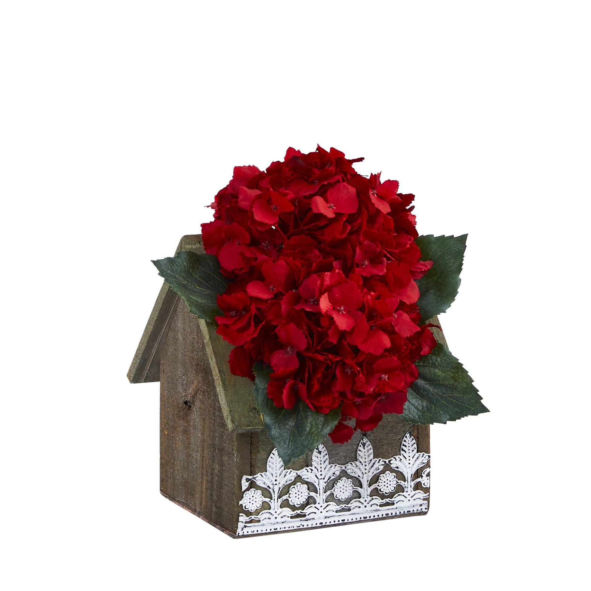 10” Hydrangea Artificial Arrangement in Hanging Floral Design House Planter - Tampa Home & Garden Store