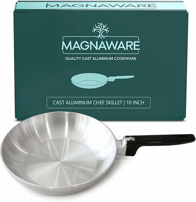 10-Inch Chef Skillet – Quick & Even Heat Distribution – Lightweight Cast Aluminum Frying Pan - Tampa Home & Garden Store