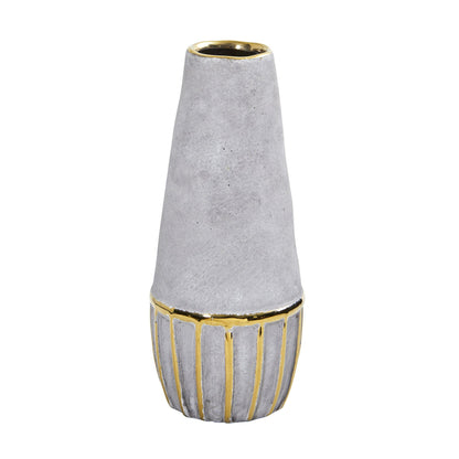 10” Regal Stone Decorative Vase with Gold Accents - Tampa Home & Garden Store