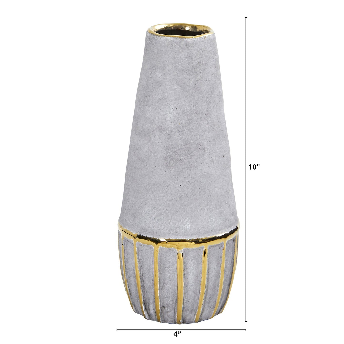 10” Regal Stone Decorative Vase with Gold Accents - Tampa Home & Garden Store