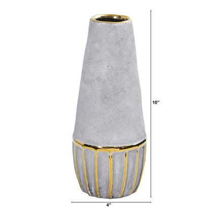 10” Regal Stone Decorative Vase with Gold Accents - Tampa Home & Garden Store