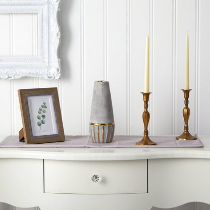 10” Regal Stone Decorative Vase with Gold Accents - Tampa Home & Garden Store