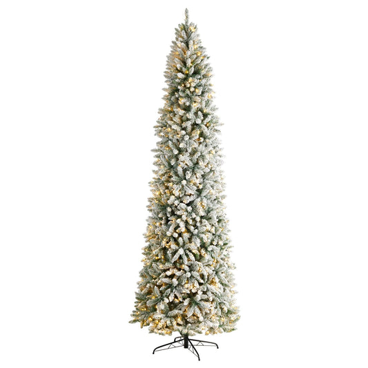 10’ Slim Flocked Montreal Fir Artificial Christmas Tree - Tampa Home & Garden Store
