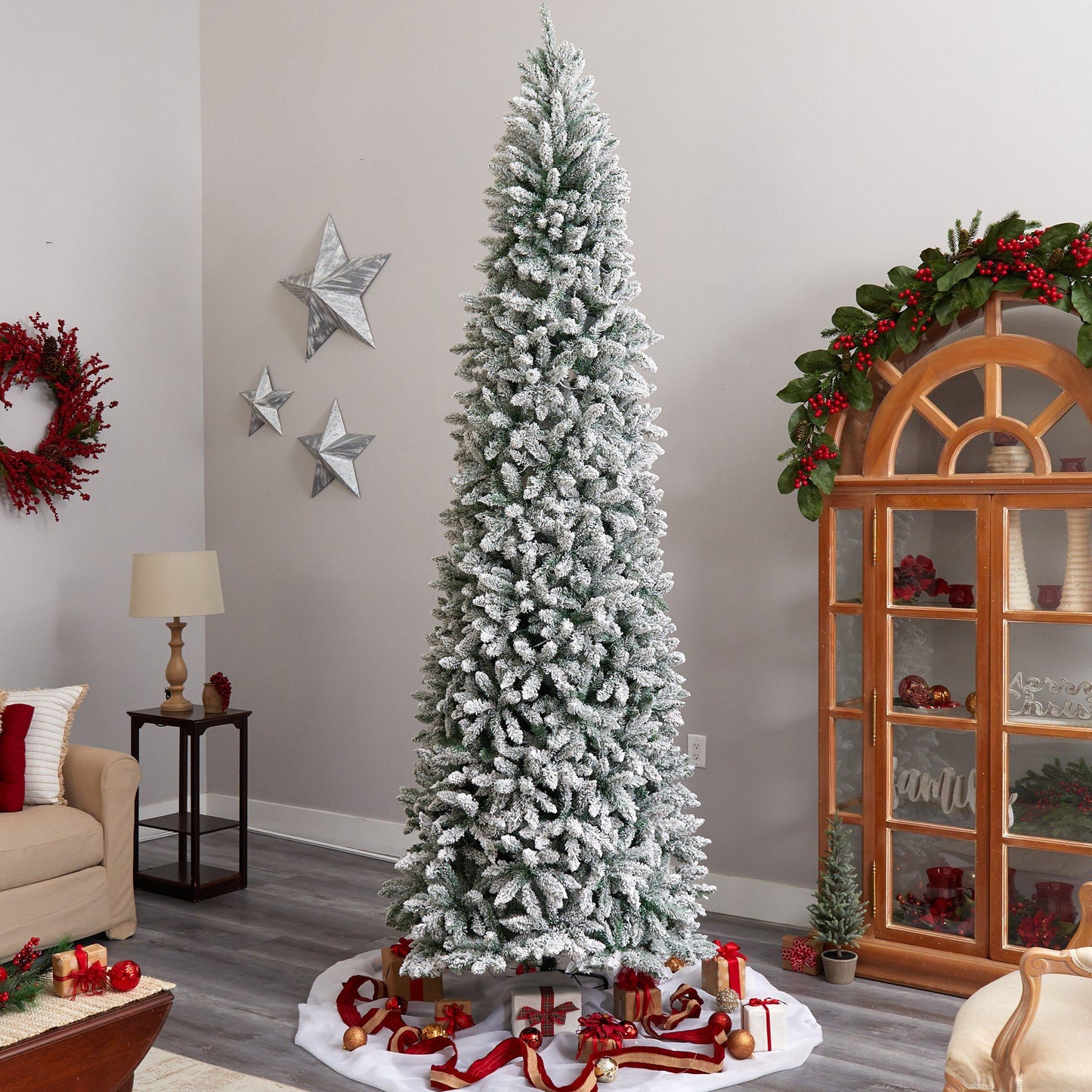 10’ Slim Flocked Montreal Fir Artificial Christmas Tree - Tampa Home & Garden Store