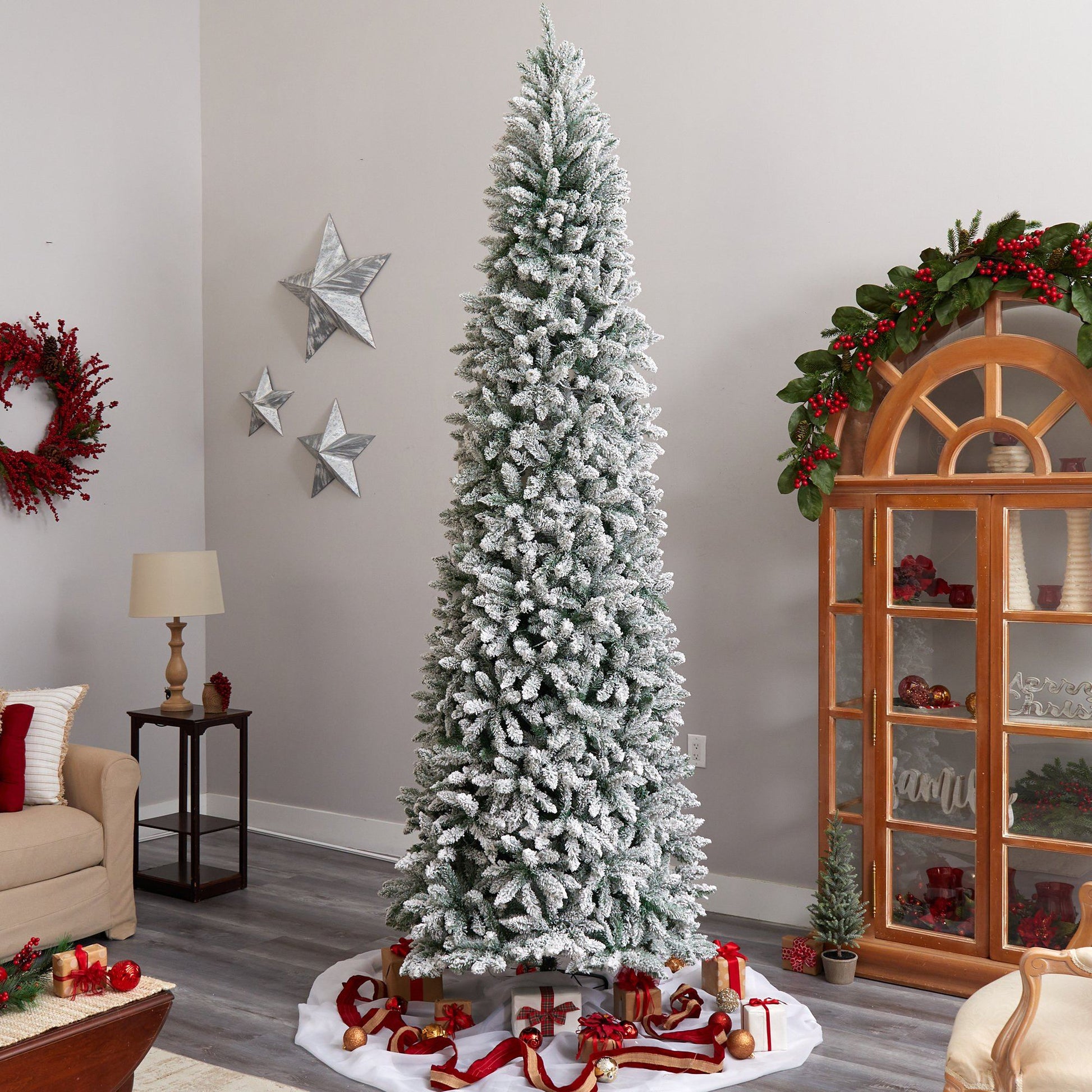 10’ Slim Flocked Montreal Fir Artificial Christmas Tree - Tampa Home & Garden Store