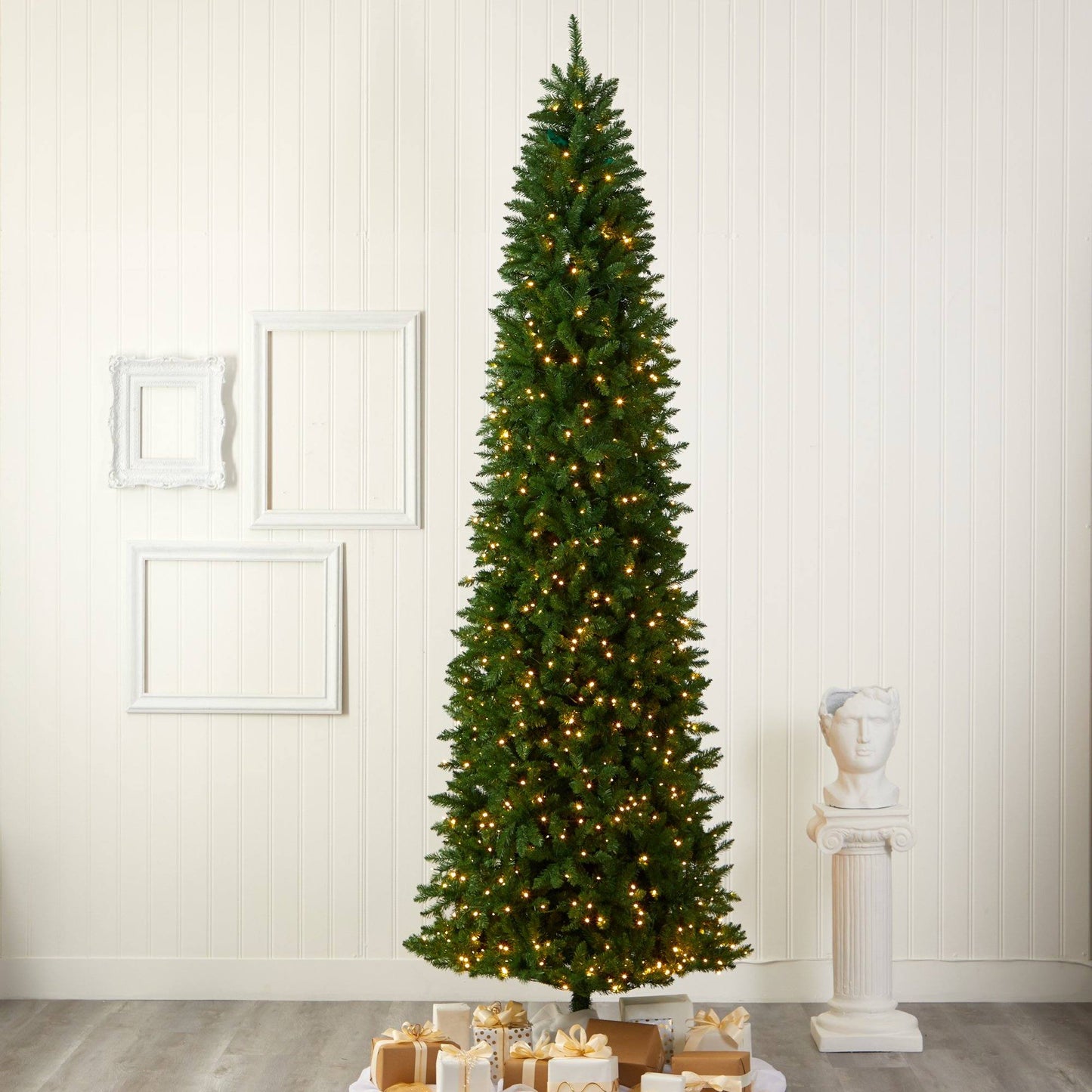 10’ Slim Green Mountain Pine Artificial Christmas Tree with 800 Clear LED Lights - Tampa Home & Garden Store