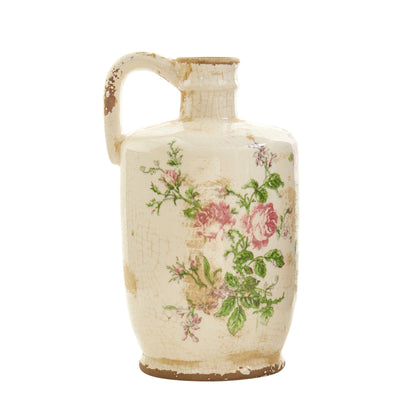 Pichet en céramique toscane à imprimé floral de 25 cm