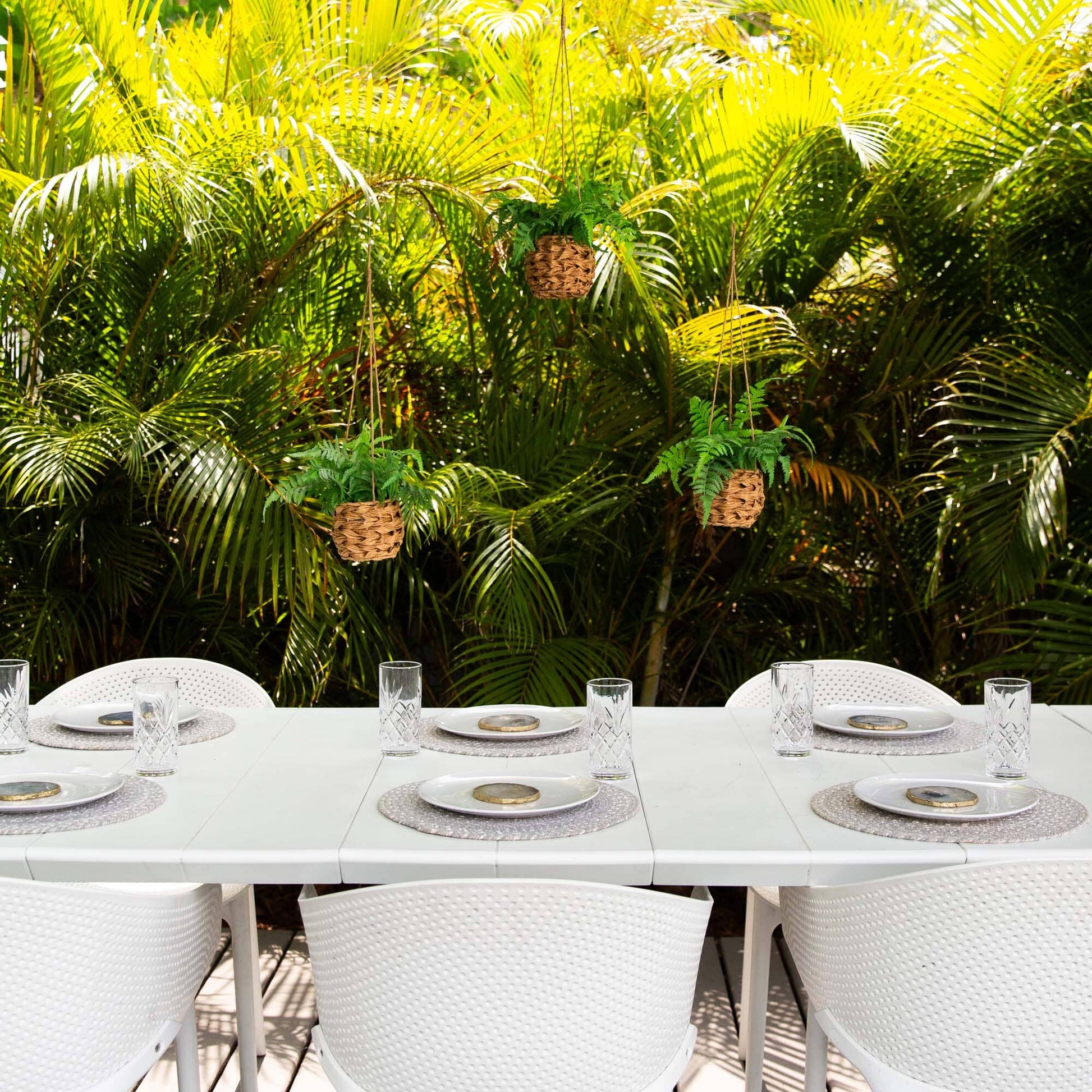 10” UV Resistant Artificial Boston Fern in Hanging Wicker Basket (Indoor/Outdoor) - Set of 3 - Tampa Home & Garden Store