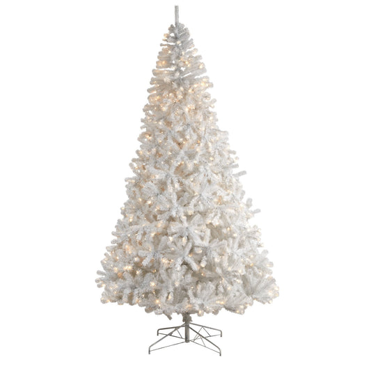 10' White Artificial Christmas Tree with 2200 Bendable Branches and 800 LED Lights - Tampa Home & Garden Store