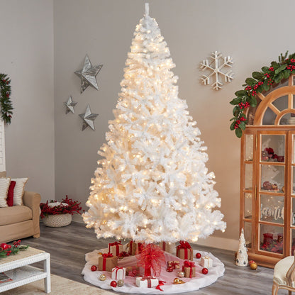 10' White Artificial Christmas Tree with 2200 Bendable Branches and 800 LED Lights - Tampa Home & Garden Store